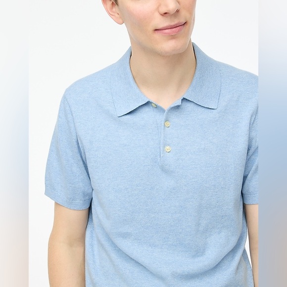 J.Crew Factory Cotton Sweater Polo Shirt Men Size L Heather Cornflower Blue NWT - Picture 2 of 10